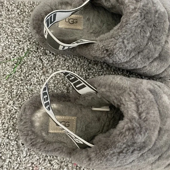 Ugg Fluff Yeah Slide Sandal Slipper Women 7 Gray Slingback Cozy Lounge Casual - Picture 7 of 7